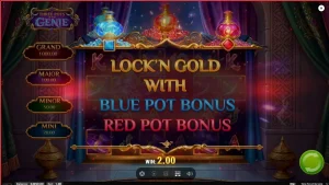 Tampilan visual slot Three Pots of the Genie dengan tema Arabian Nights
