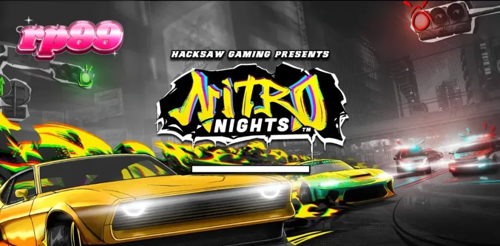 Tampilan visual neon dan mobil balap di slot Nitro Nights